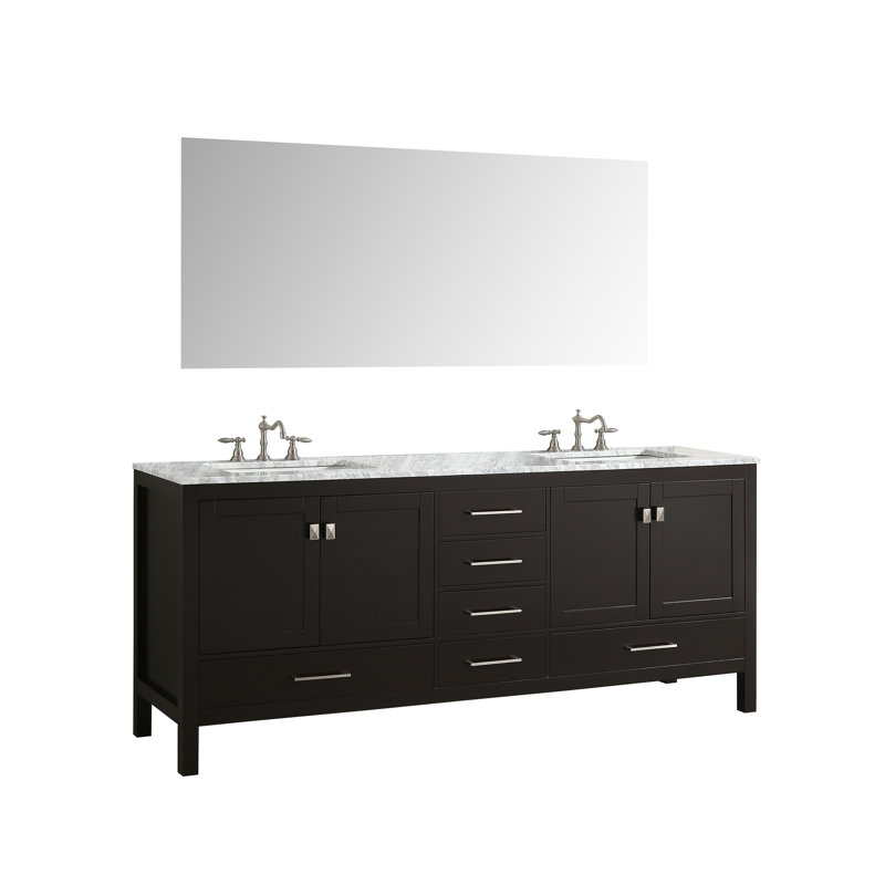 Brayden Studio® Zeringue 84'' Double Bathroom Vanity with Marble Vanity